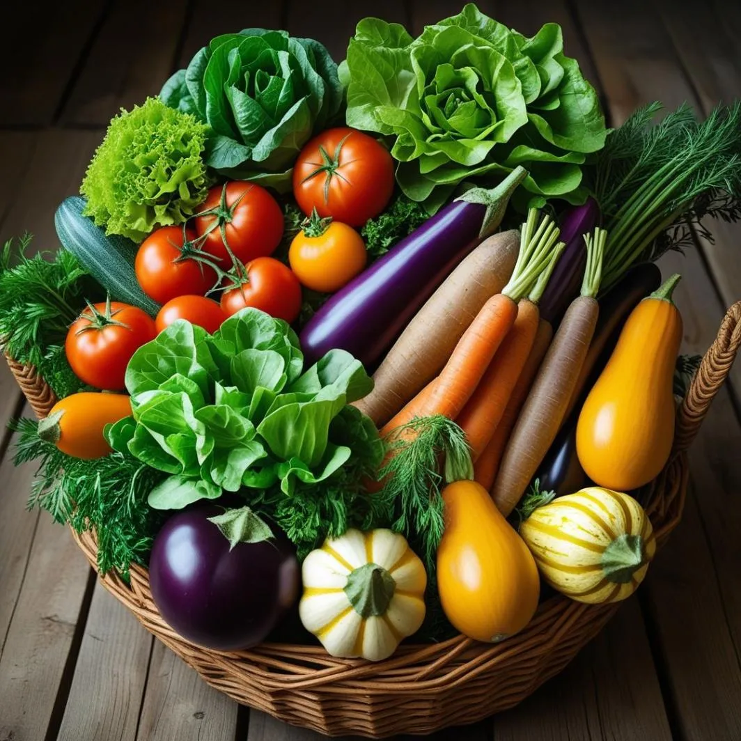 Panier de légumes issu d'une exploitation agricole bio